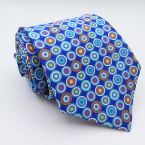 Lario Tie Silk Blue Orange Pink Polka Dot 3" Wide 58" Long Italy